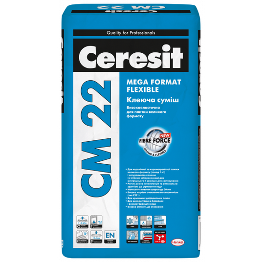 Високоеластичний клей Ceresit CM 22 Mega Format Flexible для