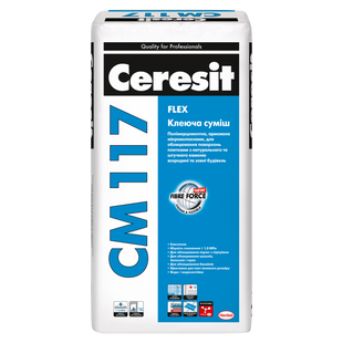 Еластична клеюча суміш для натурального каменю Ceresit CM 117 Flex 25 кг 947427 фото