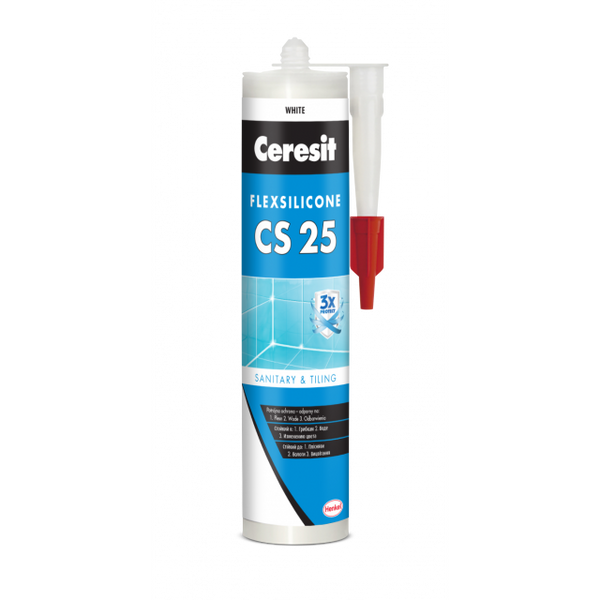 Силиконовый шов Ceresit CS25 MicroProtect 280 мл белый 1095674 фото