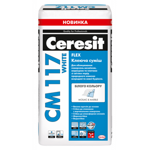 Клеюча суміш для мармуру і мозаїки Marble & Mosaic Ceresit CM 117 White 25 кг 2487184 фото